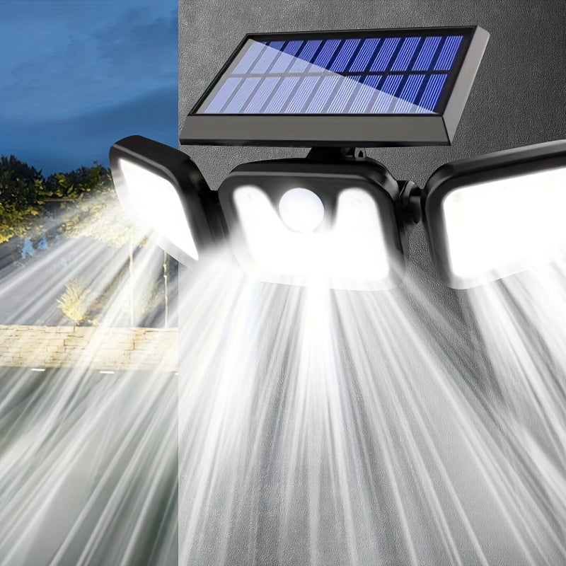 Solar LED Wall Light | 3-Head Outdoor Lighting | IP55 Waterproof | Solar Powered with Motion Sensor | Durable ABS and PC Material | Perfect for Garden, Courtyard, Garage | Halloween and Christmas Decoration