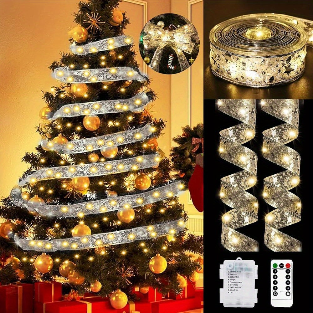 2 米 400LED 圣诞树串灯，USB 供电带遥控器，暖白色。适用于圣诞树、节日装饰、派对，轻松营造节日氛围。