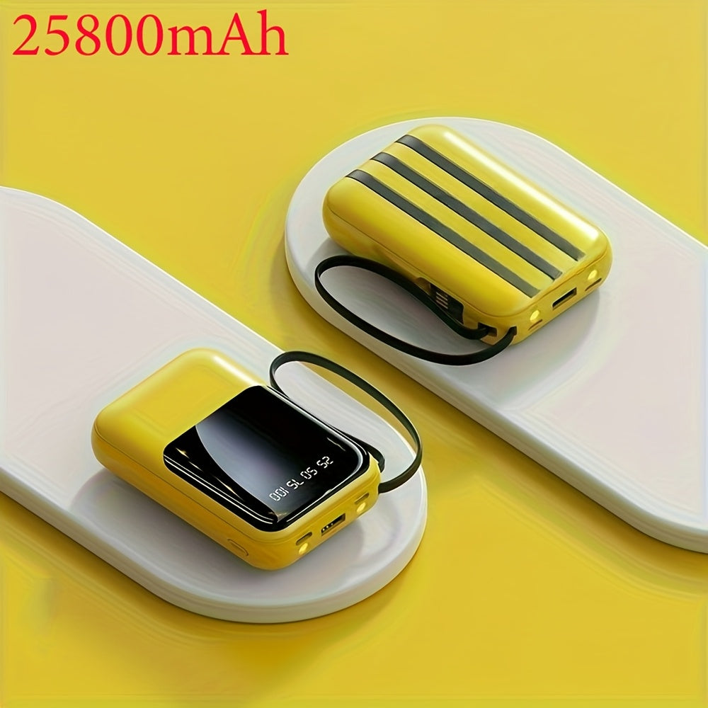 1個，25800/60000mAh大容量移動電源，內建4條線，適用於多種裝置，強力應急LED燈，智慧LED顯示屏，可同時為5臺裝置充電，適合旅行和露營