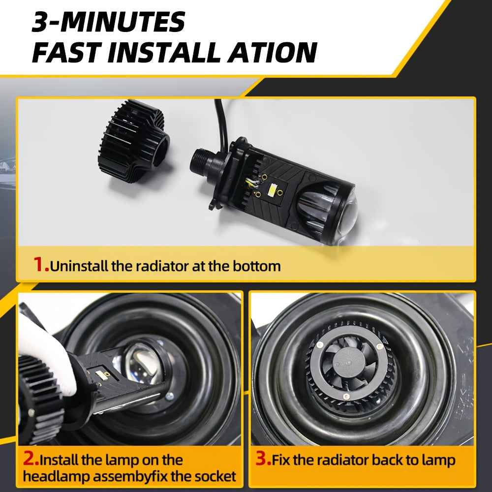 1/2Pc H4 LED Projector Bi-Xenon Lens Car LED Headlight Bulb 160W Turbo Fan Car Light 12V 24V Perfect Beam Distribution 6000K White Light