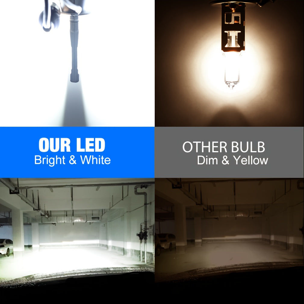 LED H1 H3 Headlight Bulbs 6000K White H1 Fog Light Bulb 1:1 Mini Size 2-Pack with Fan