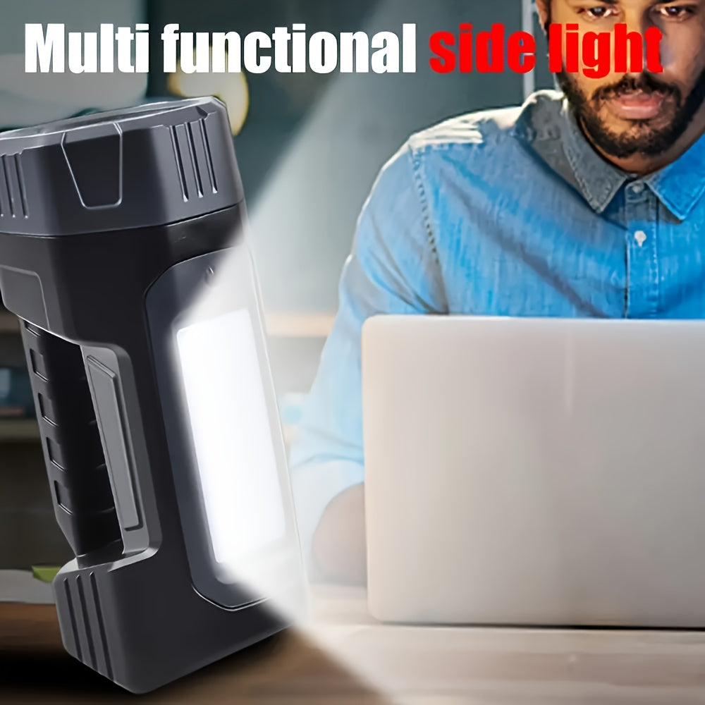 Rechargeable Portable LED Camping Lantern, 6 Modes, Portable COB Work Flashlight with Side Light, Blue & Red Flashing, Emergency, Ideal for Camping, Fishing, Repairs & Emergency Situations