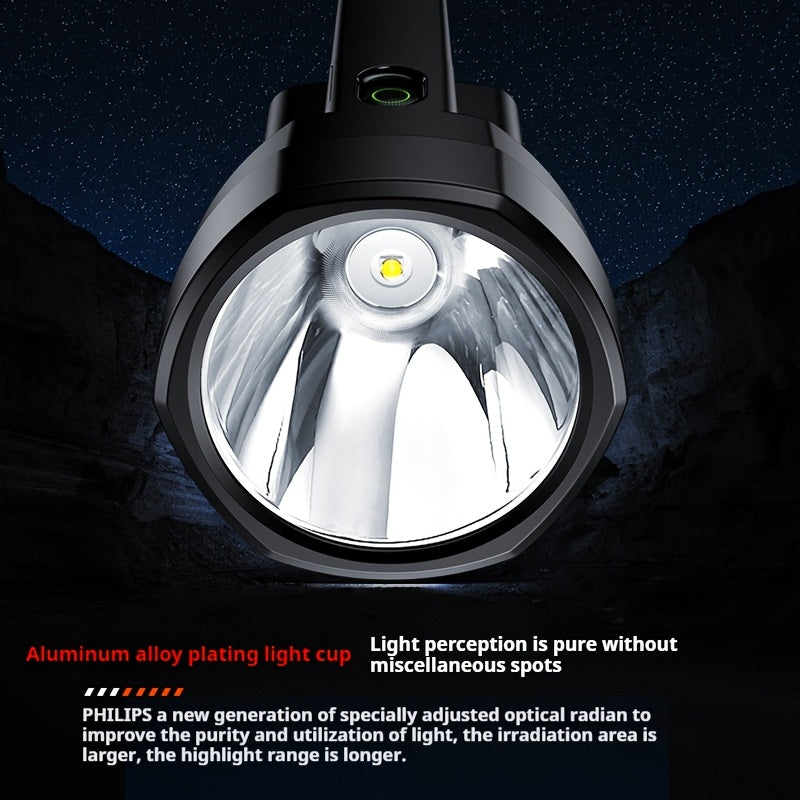 Philips rechargeable battery flashlight, ultra-long battery life, high capacity, portable spotlight, suitable for outdoor and emergency lighting