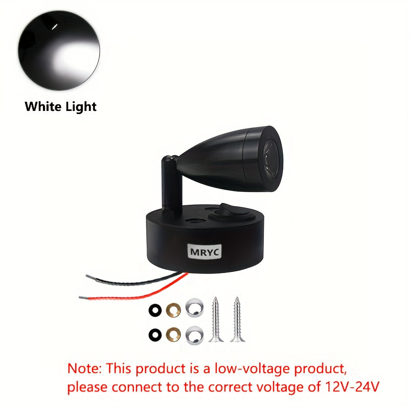 房车阅读灯3W聚光灯,房车露营车室内照明灯，床头阅读灯,DC12-2V