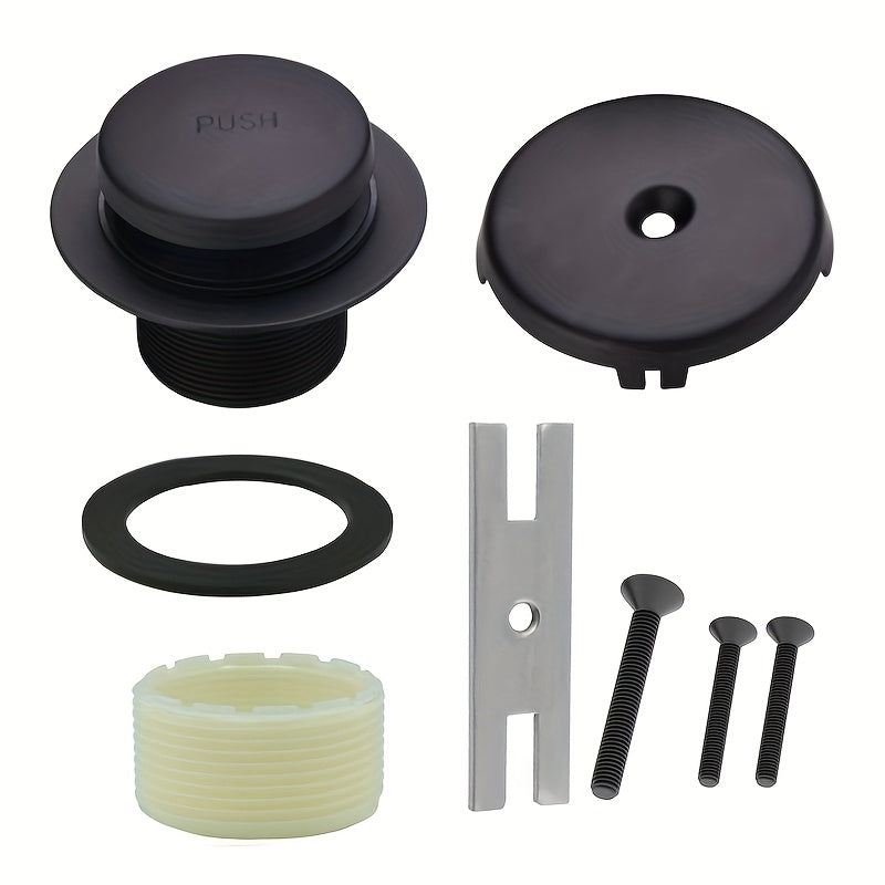 Toe Tap Bathtub Drain Kit - with 1-Hole Bathtub Overflow Drain Cover & Toe Tap Bathtub Trim Kit Single Hole