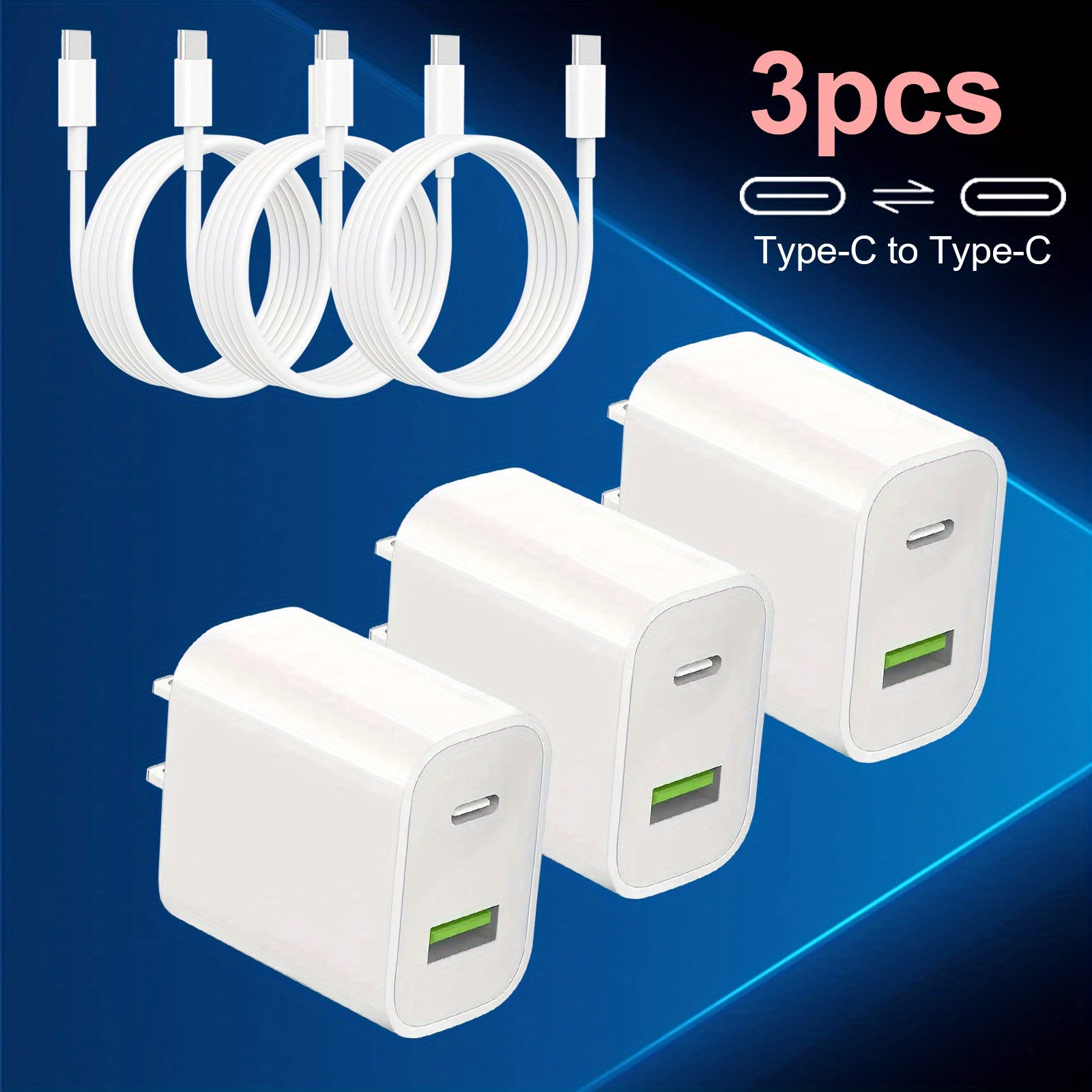 USB C Dual Port Wall Charger Block, For l Phone 16/ 15 Charger USB C Wall Charger Adapter +USB A Quick Charging Brick Plug