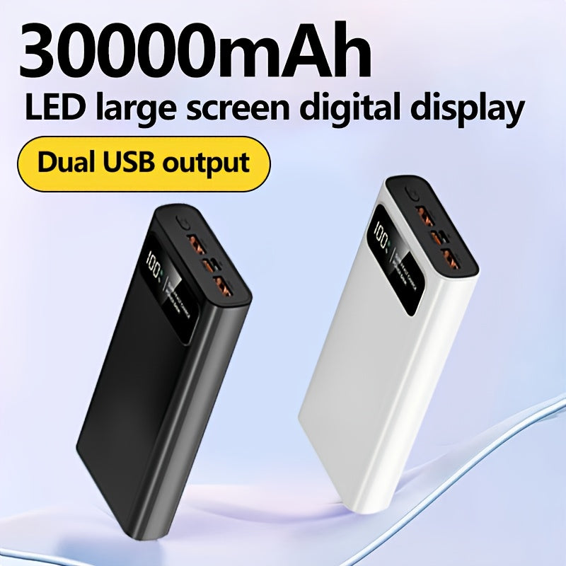 30000Mah Large Capacity Mobile Power Bank, Bidirectional Fast Charging, Outdoor Emergency Power Reserve Battery Pack, Portable Power Supply, Ultra-Fast Charging, Supports Simultaneous Charging of Multiple Devices, Holiday Gift, Christmas Gift