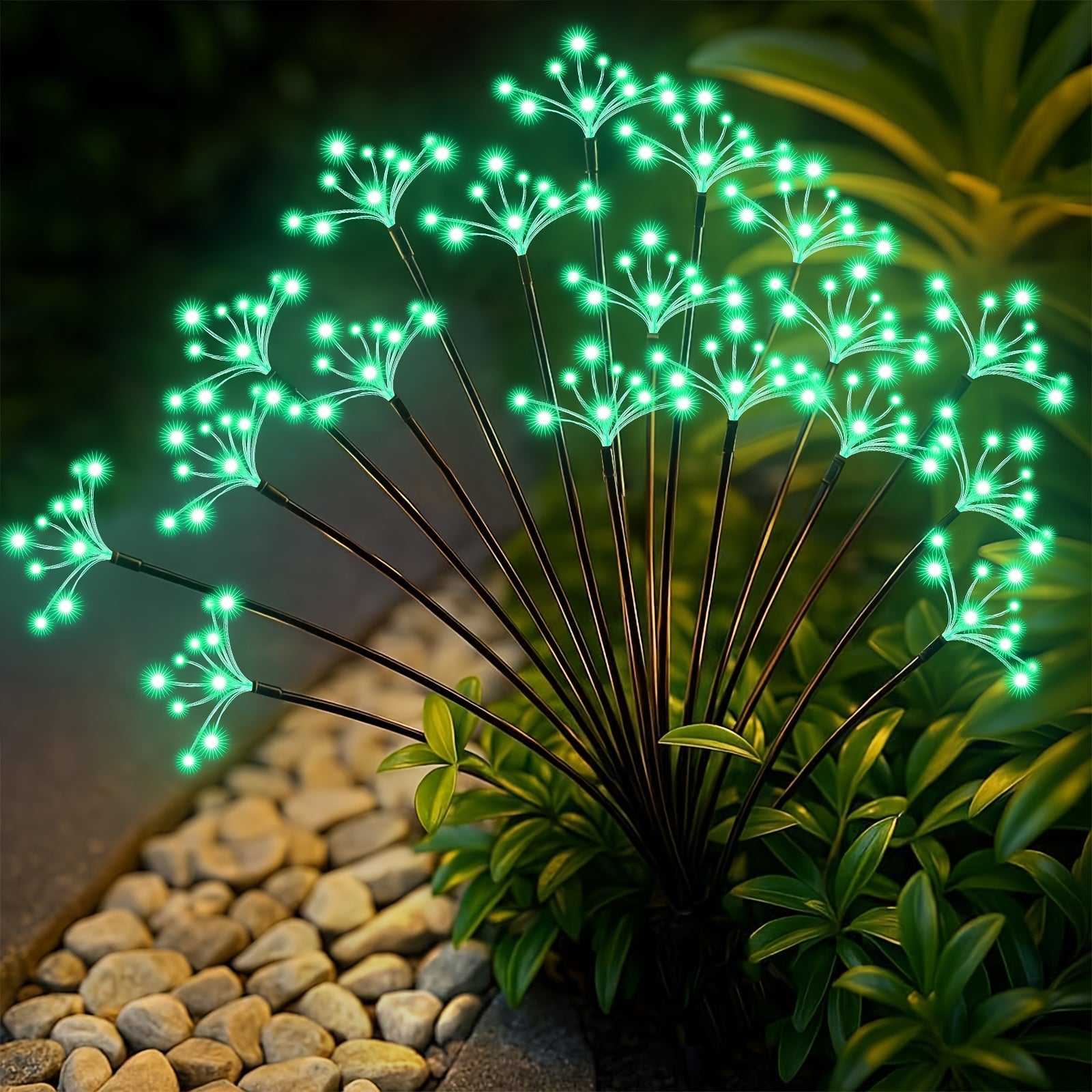 4-Pack Solar Garden Light Outdoor LED, Flickering Solar Fireworks Light, 2 Modes, Solar-Powered Decorative Swaying Light, Suitable for Courtyard, Walkway, Patio, Flower Bed, Camping, Party, Christmas Gift Decoration