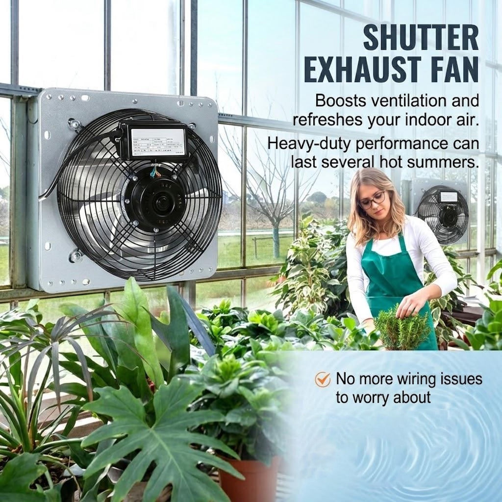 Louvered Exhaust Fan, Wall-Mounted Attic Fan with Speed Controller, 2000 CFM High Airflow, Ideal for Greenhouse, Garage, Shed, Shop Ventilation, Top-Rated