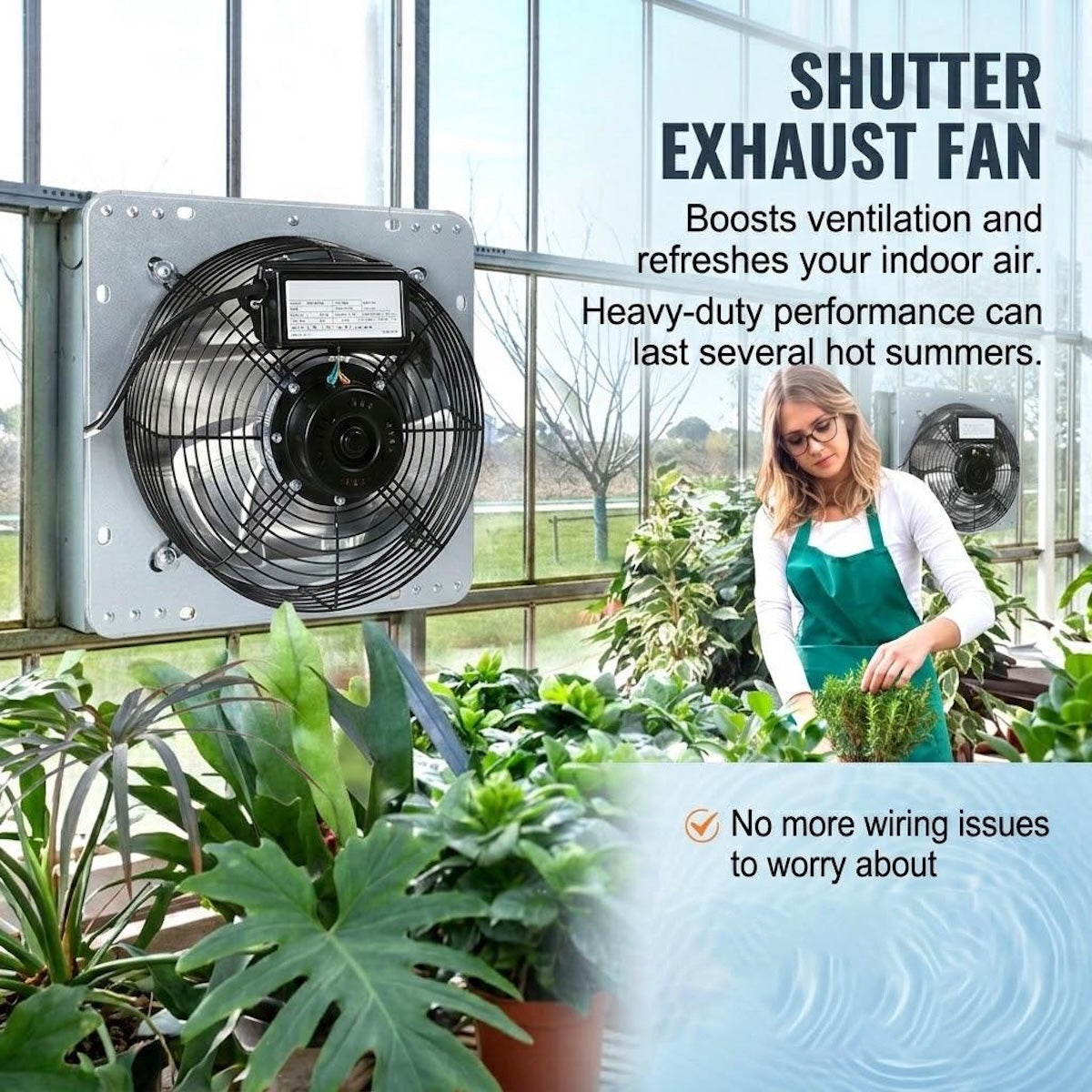 Louvered Exhaust Fan, Wall-Mounted Attic Fan with Speed Controller, 2000 CFM High Airflow, Ideal for Greenhouse, Garage, Shed, Shop Ventilation, Top-Rated