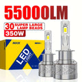 2 Super Bright LED Car Headlight Bulbs, Compatible with H8 H1-D013 H4/H7/9005/H4/9003/HB2/H11/H18/H16, 55000 Lumens 350W 1000% Brightness, Aluminum Housing, 12V
