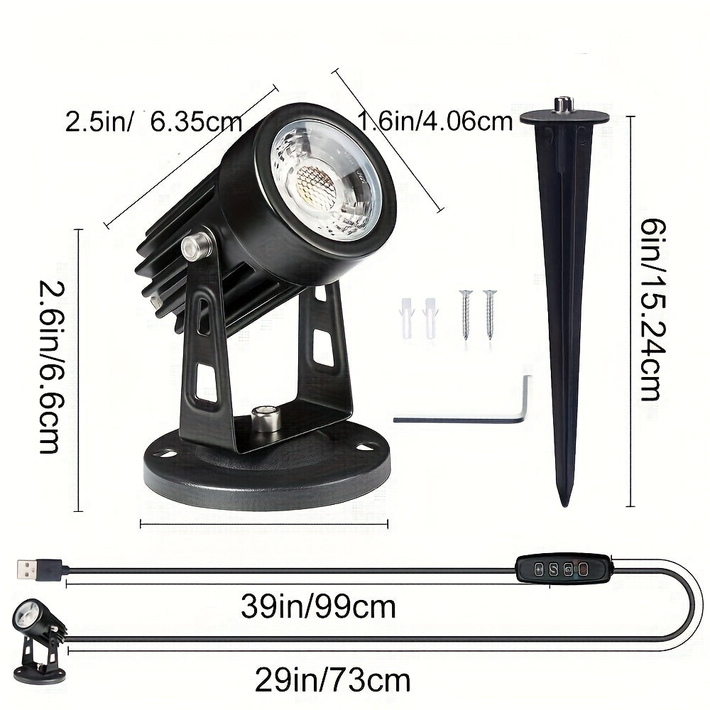5W LED Plant Spotlight, Indoor Uplight with Timer, USB 5V Dimmable Adjustable Uplighting Lamp for Plant Art Decoration