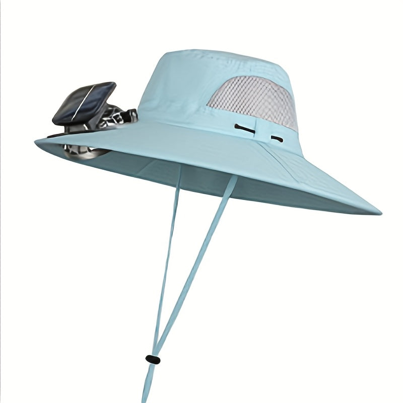 Outdoor Solar Fan Hat, 3-Speed Adjustable High Wind Breathable Design, Unisex Travel Mountaineering Bucket Hat, Essential Summer Outdoor Cooling Hat