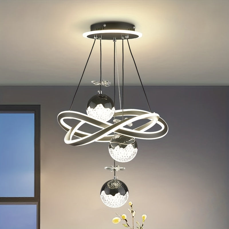 Modern LED Pendant Light Butterfly Decoration 3 Color Temperature Adjustable Color Temperature Aluminum Island Lighting Fixture, Suitable for Kitchen, Dining Room