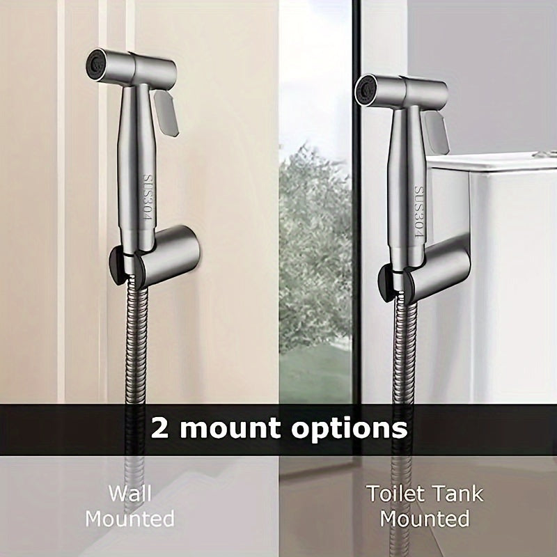 3-Piece Stainless Steel High Pressure Shower Head Set - With Handheld Bidet Sprayer & Bathtub Attachment, Modern Style, Diverter Control, Single Hole Deck Mount - Enhances Bathroom Cleanliness & Comfort