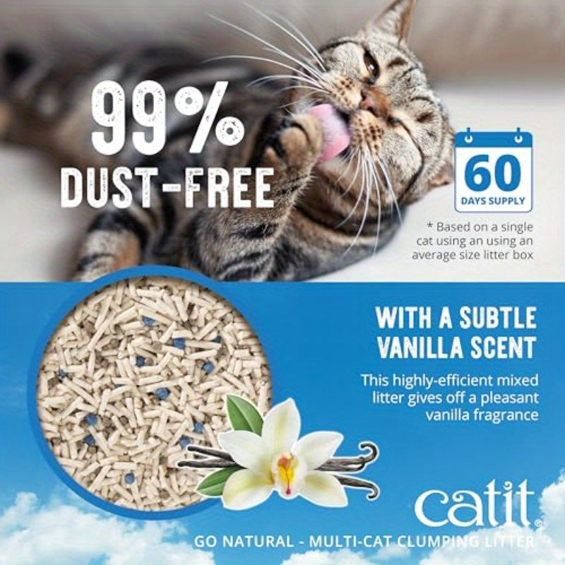 Catit Go Natural 豌豆壳结团猫砂 本土粘土香草味 6, 8.82磅无尘轻质猫砂，易于铲取，多用途多猫家庭宠物猫砂，无尘配方，有香型，高吸收性，可铲式快凝固猫砂，适合室内猫咪