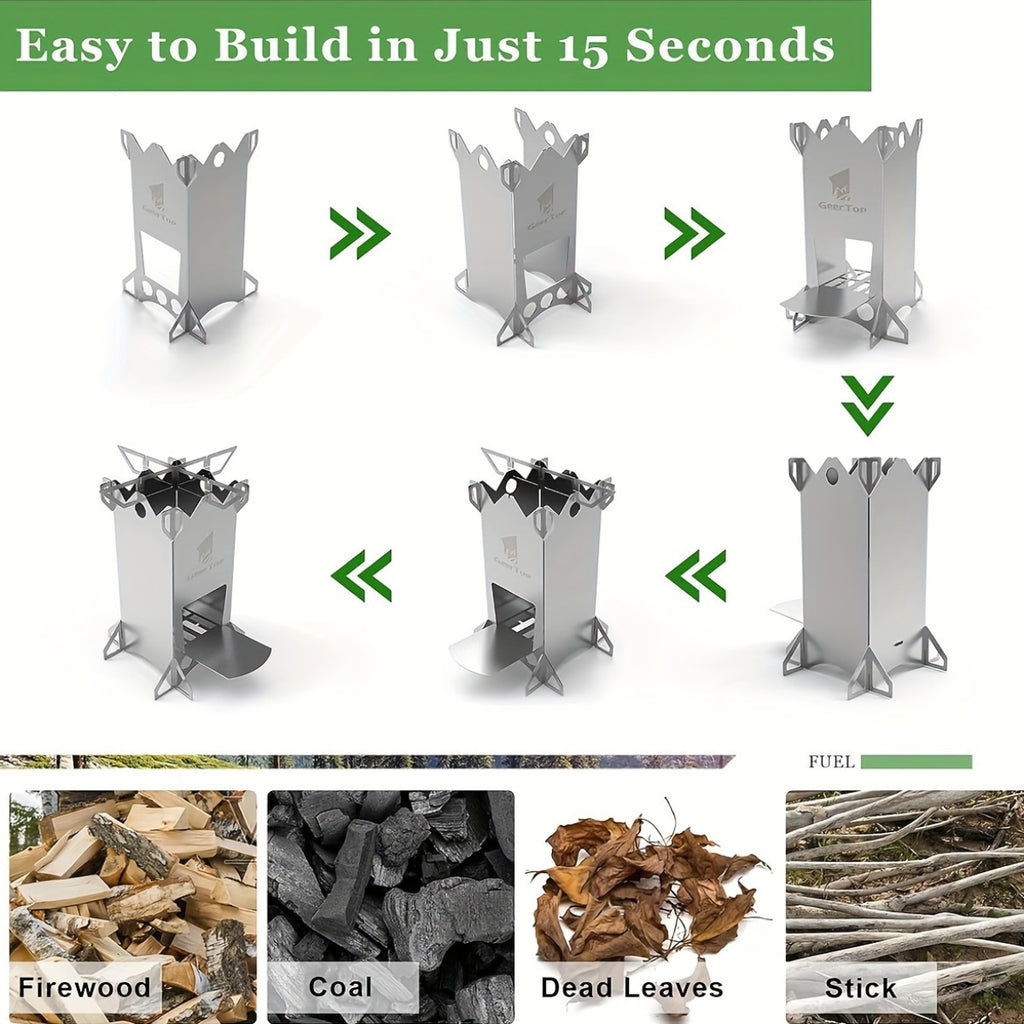 Outdoor Rocket Stove - Not Charged, Stainless Steel, Geertop, No Magnesium Rod/Flint