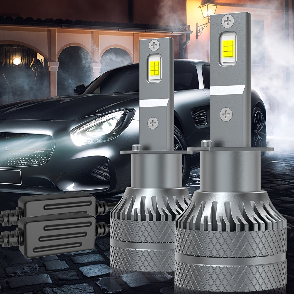 2-Pack Car LED Headlight Bulbs, Providing 29100 Lumens Brightness, 6500K Color Temperature, 220W Power, Designed Canbus Error-Free, Offers 600% Higher Brightness, Suitable for High/Low Beam Applications, Compatible with H1