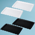 3/4/5-Piece Set Plastic Food Tray with Lace Edge, Rectangular Food Tray – Perfect for Outdoor Camping, Party Buffets, Kitchen, Dining Room – Small Flat Tray for Desserts, Fruit, Cookies, Snacks (White, Black)