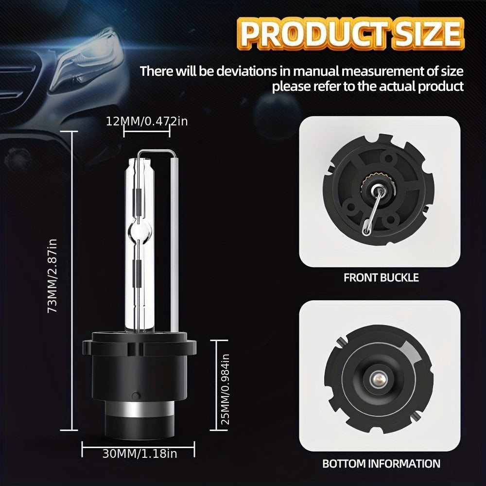 2-Pack Super Bright D2S LED Car Headlight Set, Providing 550% Increase in Illumination Distance, Cool White Color Temperature 6000K, Compatible with 12-24V Vehicles, Easy to Install with High Stability