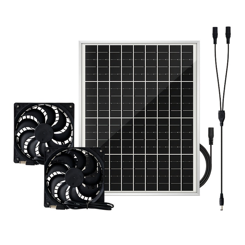 Portable Solar Panel with Fan Kit, No Extra Battery Required, Perfect for Garden, Patio, Lawn Leisure, Chicken Coop Ventilation and Heat Dissipation