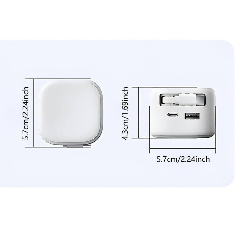 Convenient And Portable Charger With Folding Plug And Extendable Charging Cable, Suitable For Daily Home Use And Outdoor Travel.