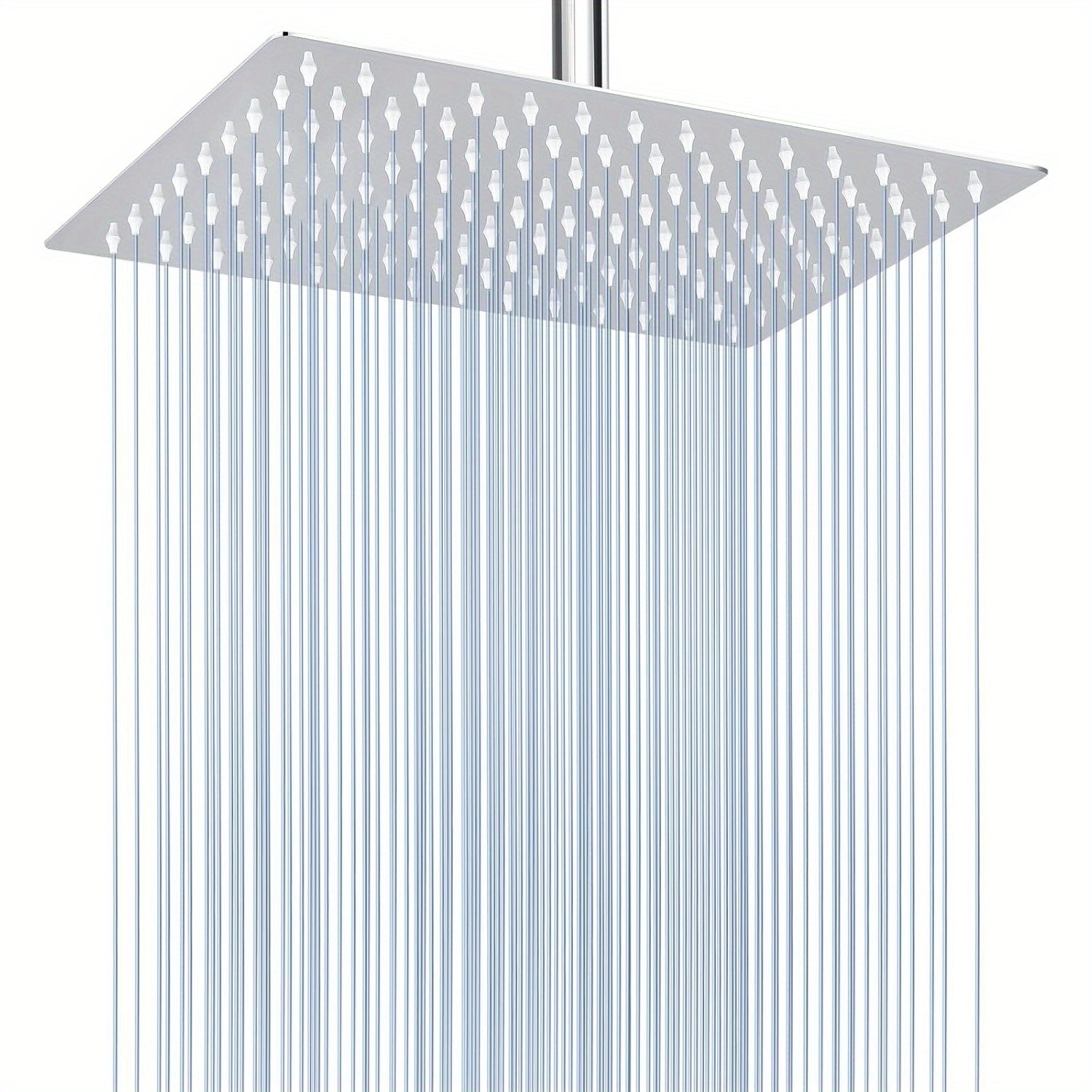1pc 12" Square / 12"x8" Rectangular Waterfall Rain Shower Head - High Flow Stainless Steel, Polished Chrome Finish, Rustproof & Durable, Ceiling/Wall Mount, Includes Teflon Tape Installation Kit