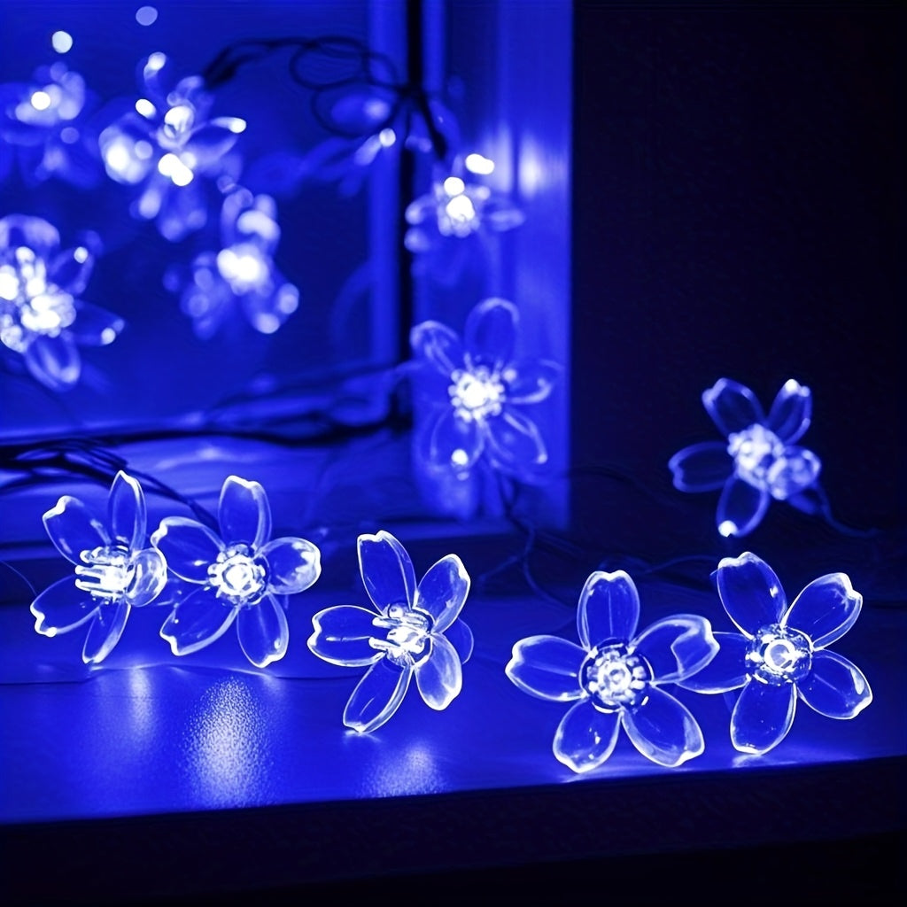 Solar Cherry Blossom String Light 100/50/20 LED Beads Flower Decorative Fairy Light Outdoor 8 Modes IPX4 Waterproof Fence Lawn Garden Trees Wedding Halloween Christmas Decorative Light