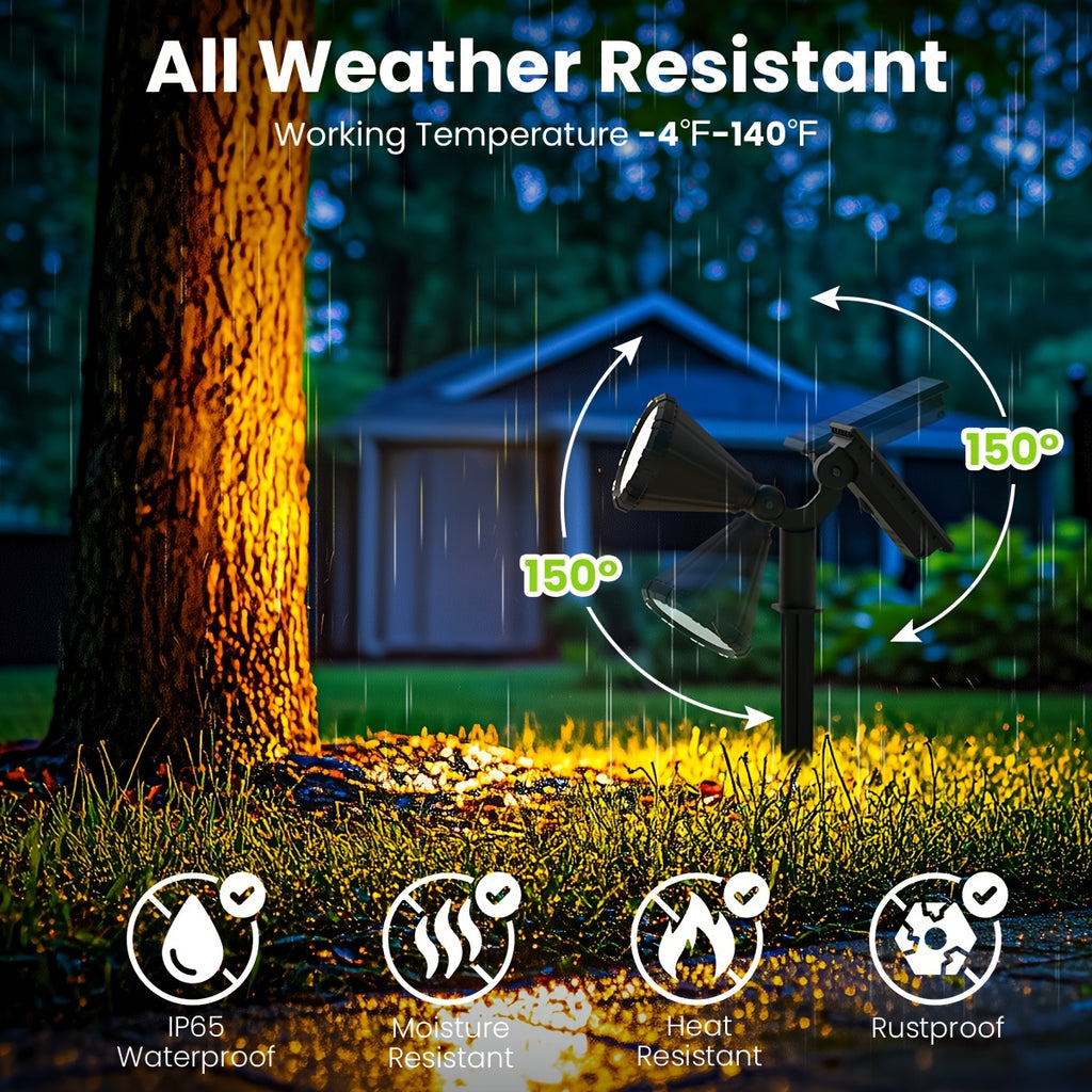4-pack solar spotlight outdoor IP65 waterproof, flag accent lighting, solar Halloween decorative light, outdoor tree, house, yard, garden, landscape spotlight for Christmas decoration (cool/warm light)