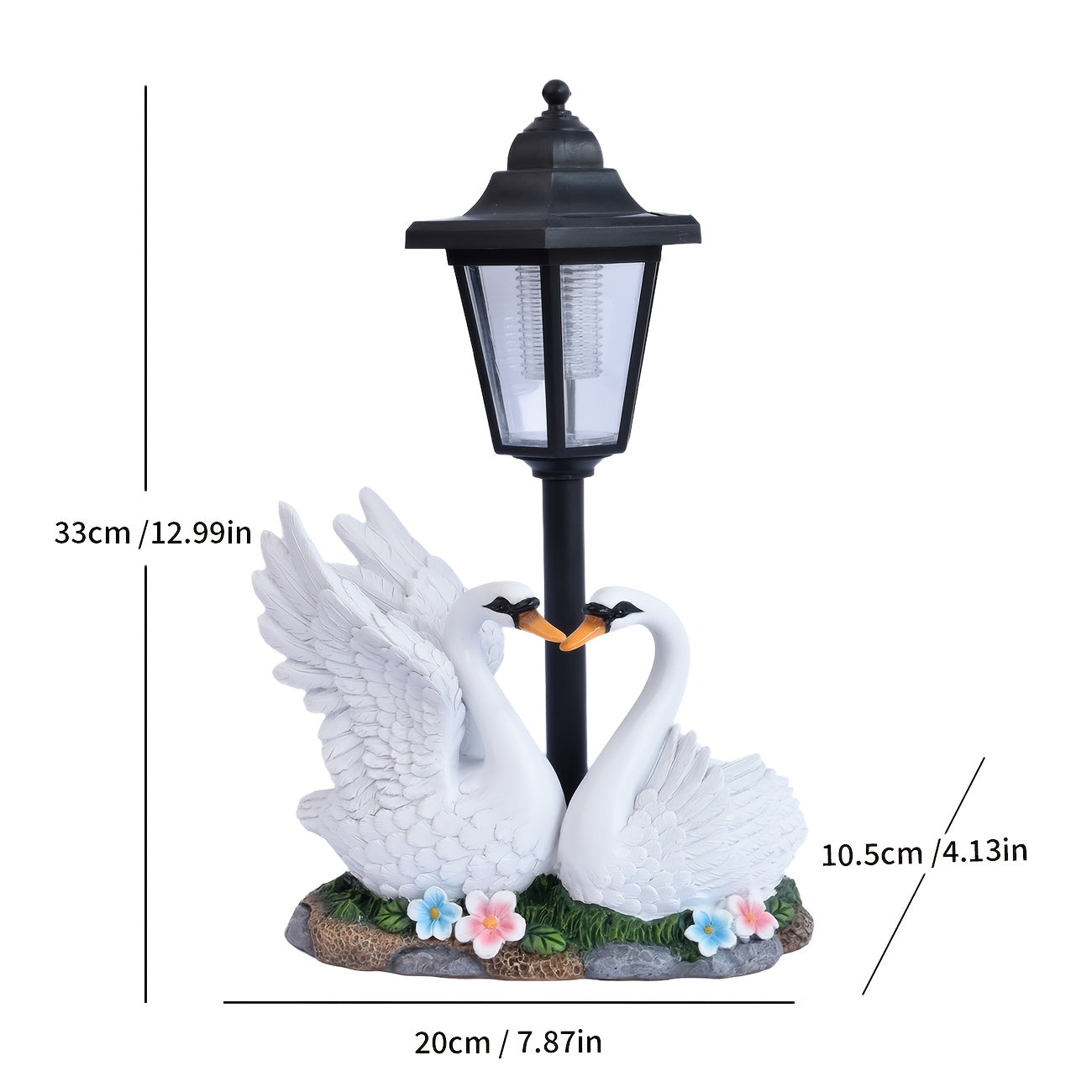 OTDECOR Romantic Swan Couple Outdoor Light Sculpture Set, Solar Resin Garden Decoration with LED Lanterns, Courtyard, Yard, Pathway and Backyard Decorative Animals, Fun Decoration for Weddings, Anniversaries and Garden Ambiance