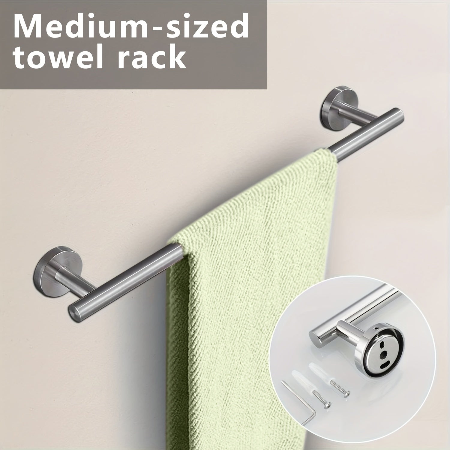 10-Piece Bathroom Hardware Accessory Set - 23.6" Towel Bar, Towel Ring, Toilet Paper Holder, Robe Hook, Stainless Steel Bathroom Accessories Combo