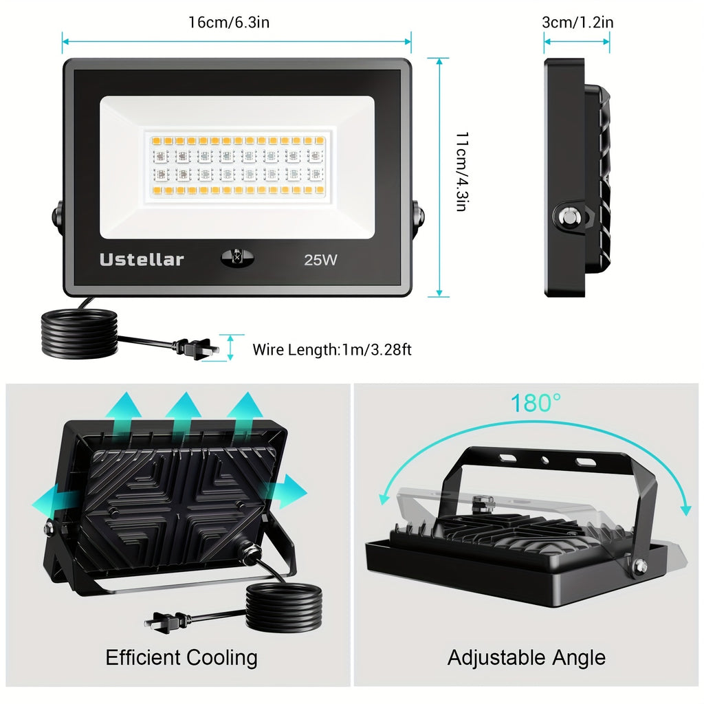 25W RGB Color Changing LED Flood Light, Indoor Outdoor, Halloween Party, Outdoor Landscape, Lighting, Light Pole, Wall Light, LED Stage Light, 1/2/4/6-Pack