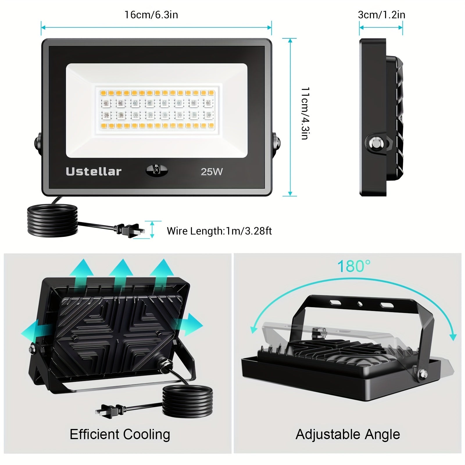 25W RGB Color Changing LED Flood Light, Indoor Outdoor, Halloween Party, Outdoor Landscape, Lighting, Light Pole, Wall Light, LED Stage Light, 1/2/4/6-Pack