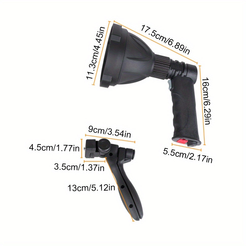 Rechargeable spotlight flashlight outdoor handheld LED flashlight ultra-bright spotlight, with 3 modes, suitable for hunting, camping, boating and hiking