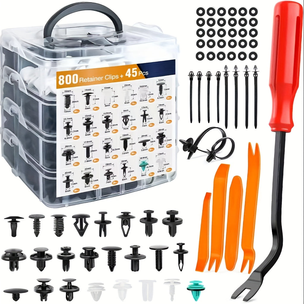 1000-Piece Car Retainer Clip Assortment Kit – Durable ABS Auto Fasteners for Push-Type Edge, Bumper & Rivet Installation