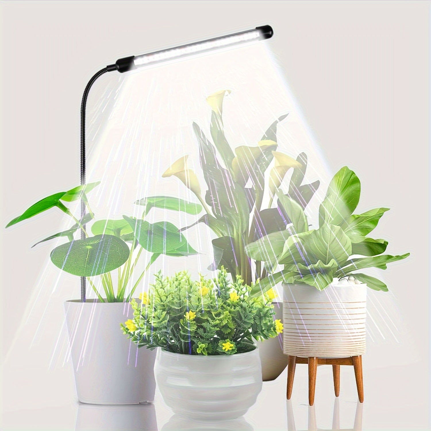 USB Powered Full Spectrum LED Plant Grow Light, Ground Plug Single Tube Plant Light, Gooseneck Dimmable Indoor Potted Plant Lamp, Built-in Automatic Timing Function, Indoor Sun Simulation Grow Light