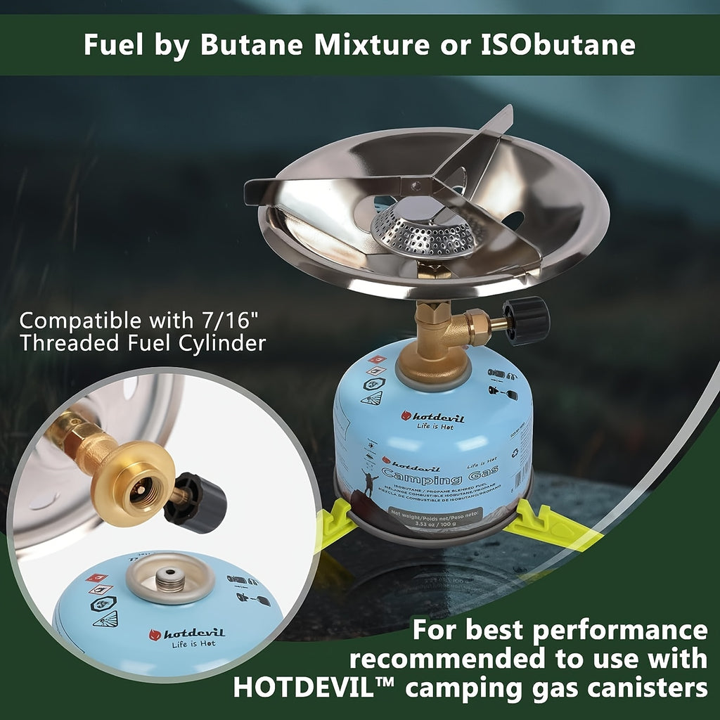 Portable Camping Stove Burner with Foldable Gas Canister Stand, Equivalent to a Bottle-Top Single Burner Camping Stove (Gas Canister Not Included)