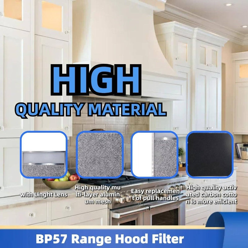 BP57 Range Hood with Lighted Lens Cover, 11-3/8 x 11-3/4 Inches, 1 Pack, Stove Hood Vent, Aluminum Grease Filter, Broan-NuTone 43000 Series Kitchen Exhaust Range Hood