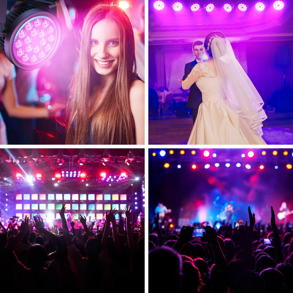 200W aluminum fanless silent stage light | 4-in-1 RGBW LED Par light with dynamic iris, DMX512/auto/sound activation Par cover, suitable for events, weddings, bars, parties, stages, Christmas LED lights