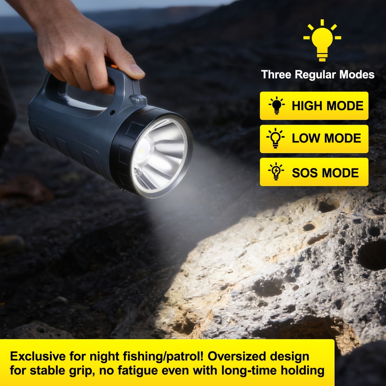 LED Handheld Flashlight, High Beam Long Range & Rechargeable Long Endurance, Large Size Portable Lighting Tool for Circuit Inspection Search Rescue Night Work Emergency Repair Camping Hiking