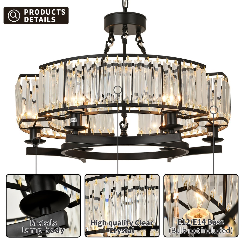 Black Crystal Chandelier 6-Light