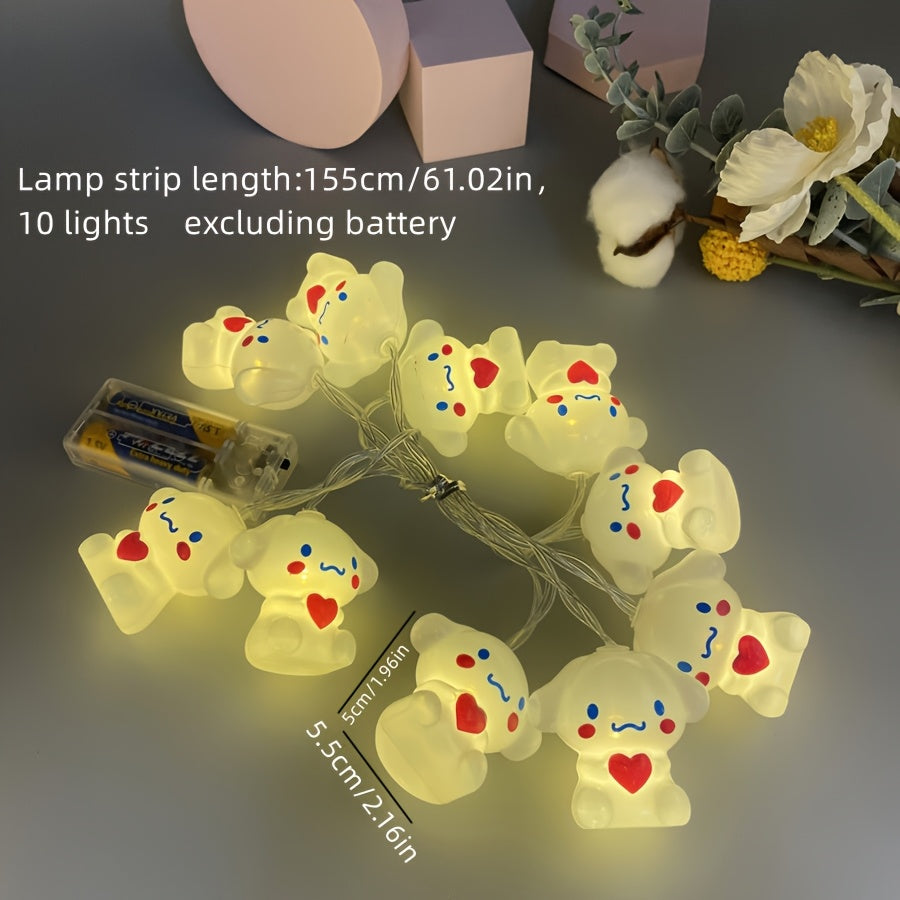 Sanrio Hello Kitty 10燈 Cinnamoroll 卡通 LED 燈串 - 適合慶祝活動、生日和懸掛裝飾的趣味裝飾 - 適用於戶外露營、室內裝飾、萬聖節居家造型、派對禮物、聖誕節禮物
