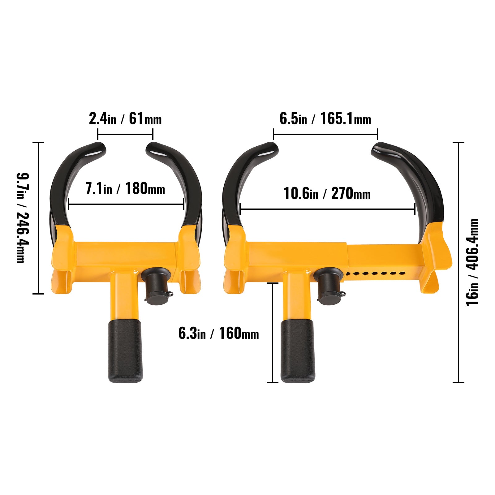 VEVOR Wheel Lock, 2-Pack Universal Wheel Clamp Lock, Adjustable Anti-Theft Trailer Lock, Heavy-Duty Steel Tire Lock for ATV, SUV, Car, Golf Cart, Jet Ski, with 6 Keys