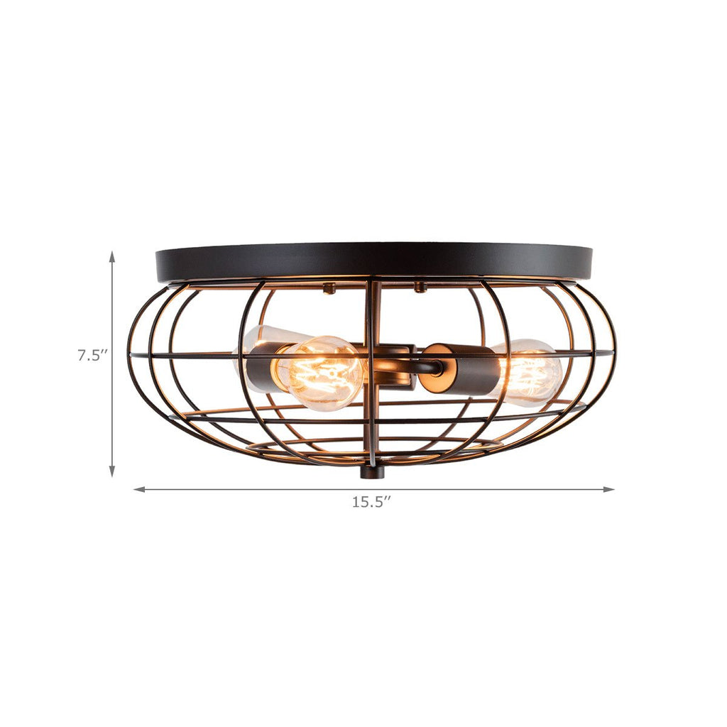 LIFEZEAL Semi-Flush Mount Pendant Light, 3-Light Industrial Vintage Style Chandelier Fixture, Unique Iron Metal Cage Lamp Shade, Rustic Luxury Chandelier, Suitable for Living Room, Kitchen, Bedroom and Office, Black
