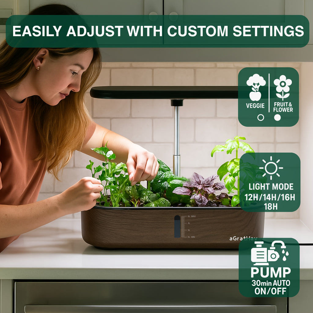 75Pcs Hydroponic Gardening Kit with LED Grow Light, 14 Plants 1.32Gallon/5L Water Tank Quiet Pump, 3 Smart Light Modes & Timer, for Herbs Vegetables Flowers, Perfect Gardening Gift