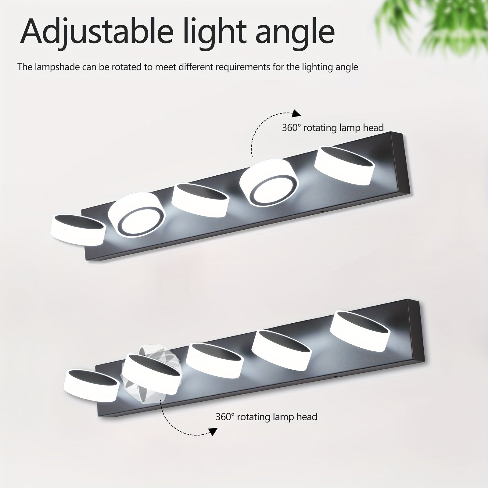 37-Inch 5-Light Bathroom Vanity Light, Elegant Modern Bathroom Wall Light, 360° Rotatable Vanity Light, with LED Light Source and Acrylic Shade, Dimmable, Suitable for Bathroom, Living Room, Bedroom (Black)