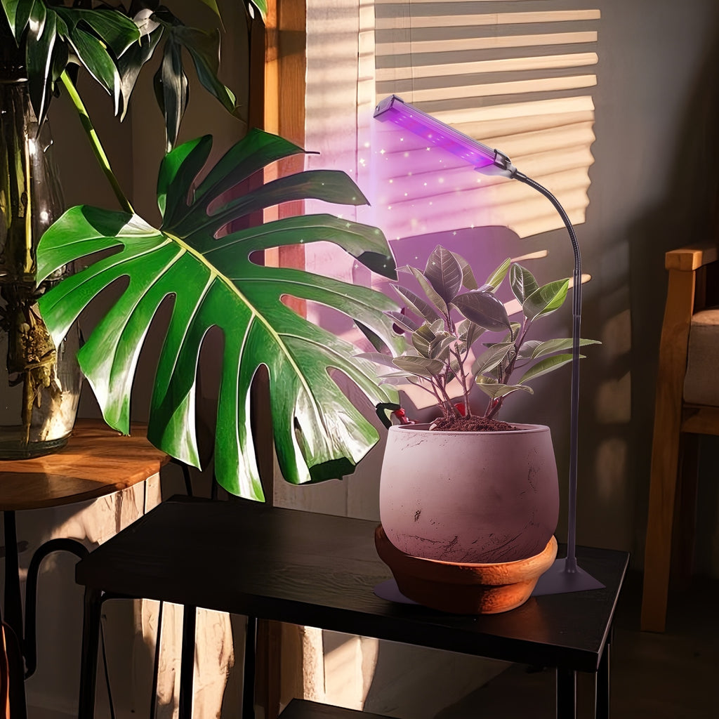 Square tube base LED grow light, multi-functional indoor plant lighting, with USB timer dimming, plant growth promoting light, 3 mode switching, promotes healthy plant growth