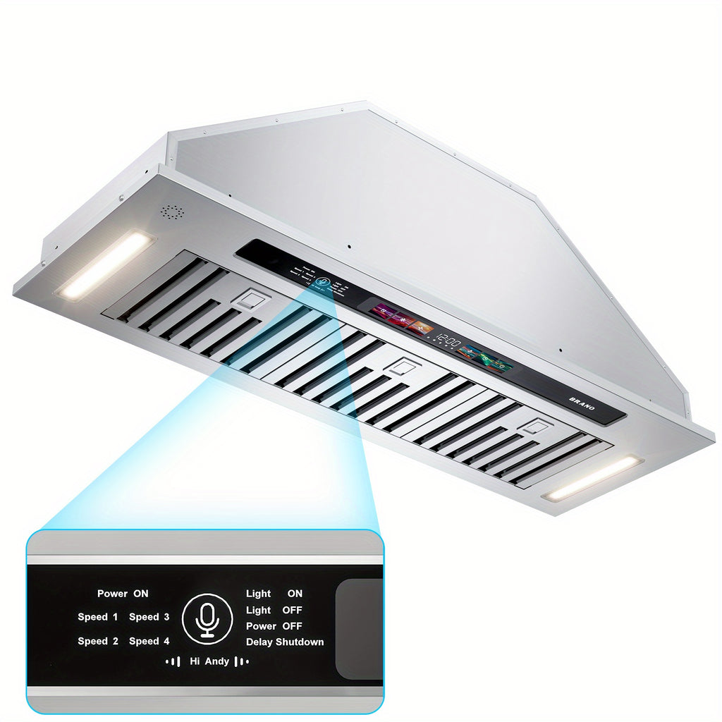 36-Inch Built-In Range Hood – 900 CFM Stainless Steel Insert Range Hood, Convertible Ducted/Ductless