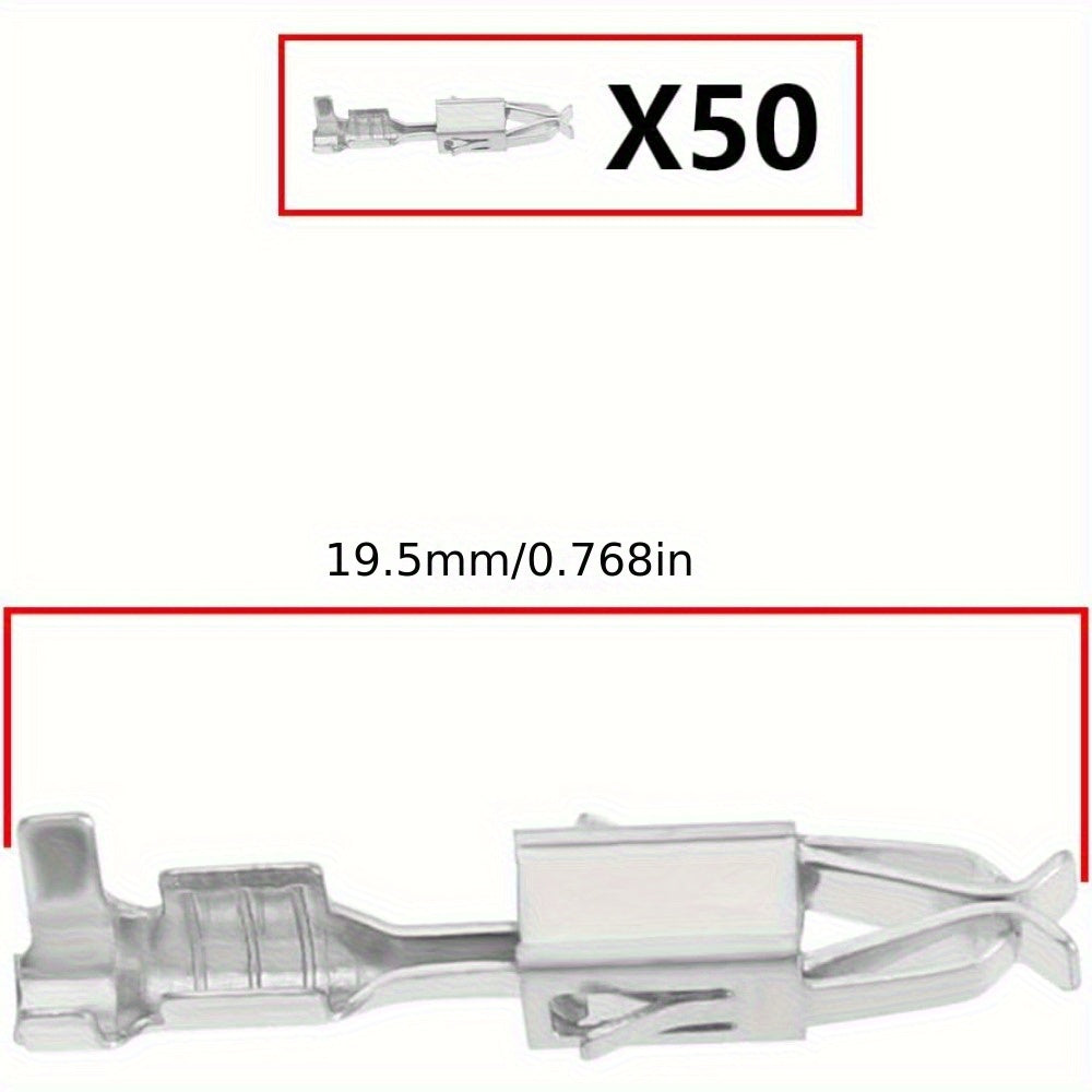 50-Piece Heavy-Duty Automotive Wiring Terminals – Compatible with VW, Audi, Golf, Jetta, Passat, TT, TTS – Stainless Steel Crimp Connectors, Replacement for VW/AUDI Part Numbers N903352.04, 927771, 972774 – For Professional & DIY