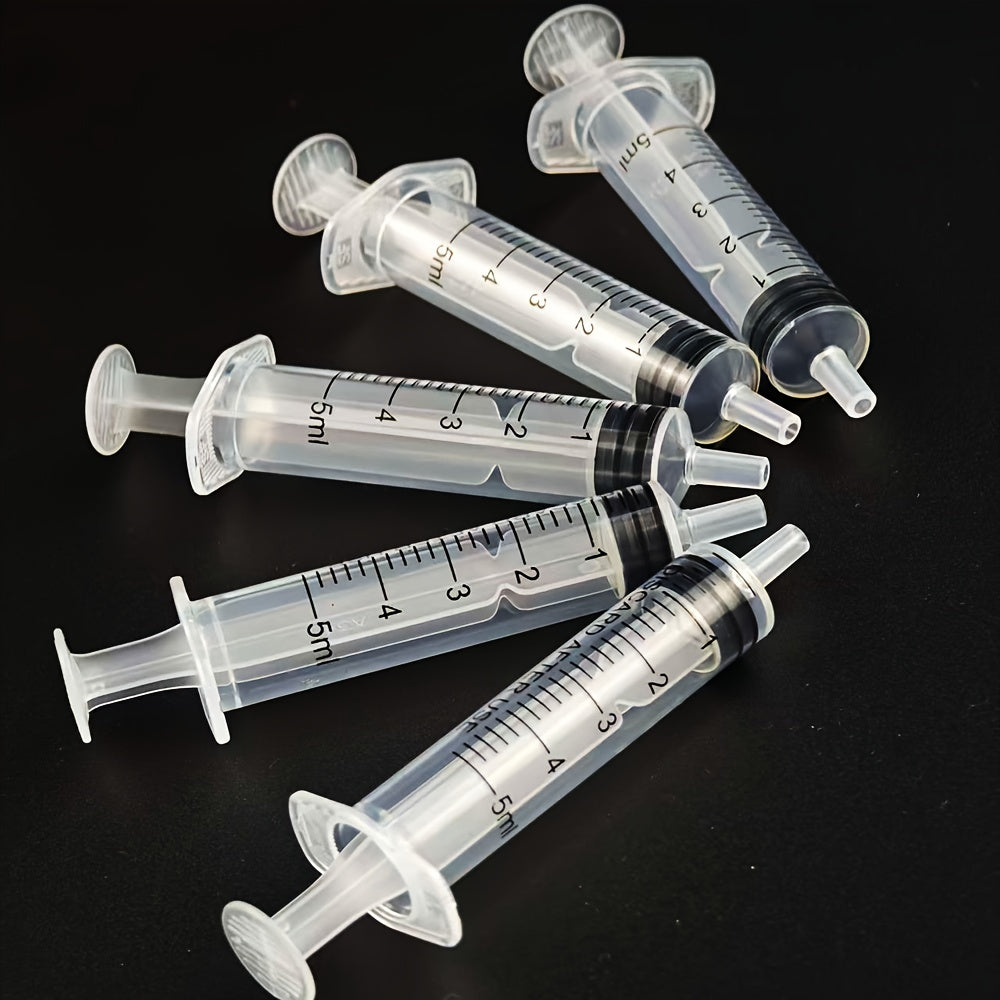 20/50pcs 0.17oz塑料注射器带帽 - 精密测量和分配，用于科学实验室，小动物喂养和医疗用途 - 耐用，防漏设计，医疗注射器，实验室设备，透明容器，安全合适帽